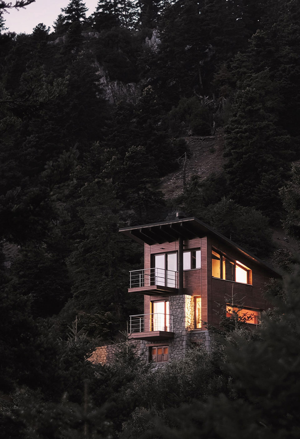 the  villa overlooks dramatic mountainous scenery